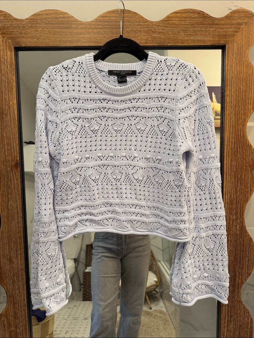 French Connection Light Lavender Open-Knit Pullover Sweater